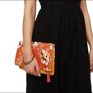 Rachel Pally Floral Canvas Reversible Clutch‎ Handbag New FabFitFun $60- Warm
